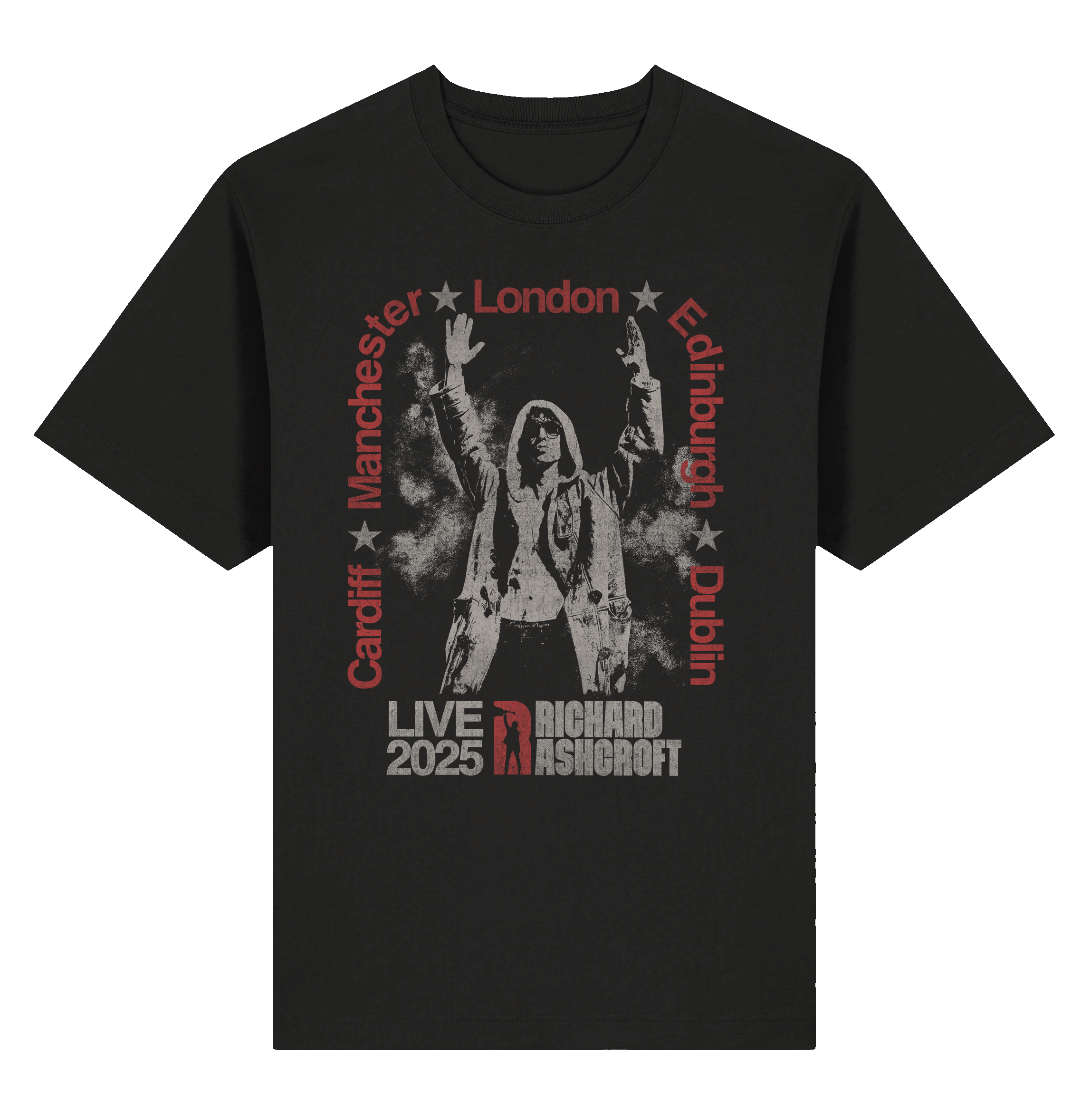 RA Live 2025 Cities Black Tour T-Shirt - Richard Ashcroft